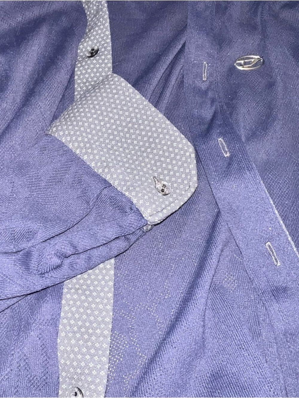 Diesel Industry Mens Vtg shirt Large Sweater Burnout Blue Cardigan Button Preppy - Picture 12 of 15